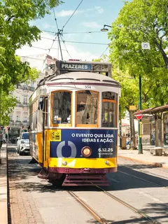 Blue Bolt Connect poster on a tram