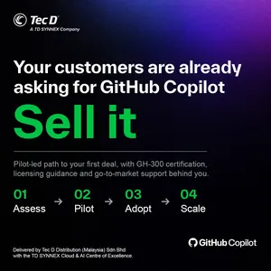 LinkedIn ad for Tec D: Your customers are already asking for GitHub Copilot. Sell it.